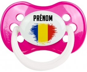 Drapeau effet pinceau Roumanie avec prénom Sucete Anatomique Rose foncé classique