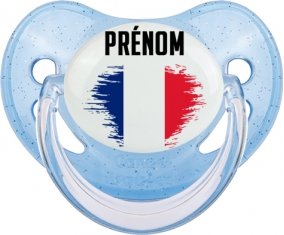 Drapeau effet pinceau île de la Réunion avec prénom Sucete Physiologique Bleue à paillette