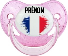 Drapeau effet pinceau île de la Réunion avec prénom Sucete Physiologique Rose à paillette