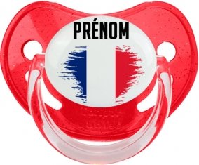 Drapeau effet pinceau île de la Réunion avec prénom Sucete Physiologique Rouge à paillette