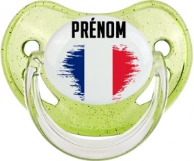 Drapeau effet pinceau île de la Réunion avec prénom Sucete Physiologique Vert à paillette