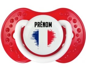 Drapeau effet pinceau île de la Réunion avec prénom Tétine LOVI Dynamic Blanc-rouge classique