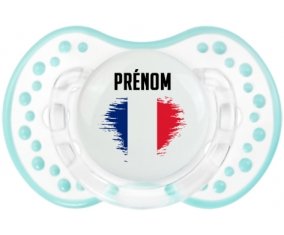 Drapeau effet pinceau île de la Réunion avec prénom Tétine LOVI Dynamic Retro-blanc-lagon classique