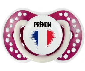 Drapeau effet pinceau île de la Réunion avec prénom Tétine LOVI Dynamic Fuchsia phosphorescente