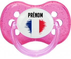 Drapeau effet pinceau île de la Réunion avec prénom Sucette Cerise Rose à paillette