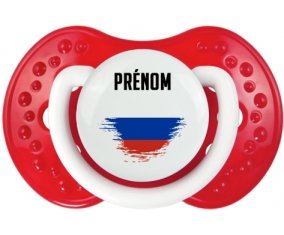 Drapeau effet pinceau Russie avec prénom Sucette LOVI Dynamic Blanc-rouge classique