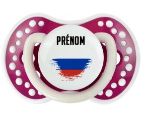 Drapeau effet pinceau Russie avec prénom Sucette LOVI Dynamic Fuchsia phosphorescente