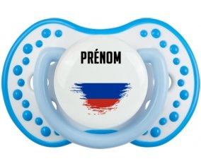 Drapeau effet pinceau Russie avec prénom Sucette LOVI Dynamic Blanc-bleu phosphorescente