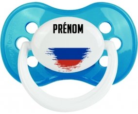 Drapeau effet pinceau Russie avec prénom Tétine Anatomique Cyan classique