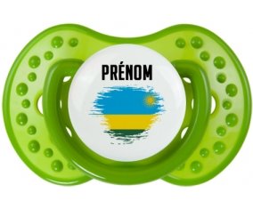 Drapeau effet pinceau Rwanda avec prénom Sucette LOVI Dynamic Vert classique