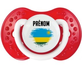 Drapeau effet pinceau Rwanda avec prénom Sucette LOVI Dynamic Blanc-rouge classique