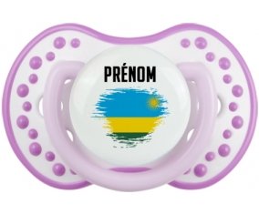 Drapeau effet pinceau Rwanda avec prénom Sucette LOVI Dynamic Blanc-mauve classique