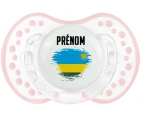 Drapeau effet pinceau Rwanda avec prénom Sucette LOVI Dynamic Retro-blanc-rose-tendre classique