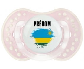 Drapeau effet pinceau Rwanda avec prénom Sucette LOVI Dynamic Retro-rose-tendre classique