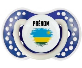 Drapeau effet pinceau Rwanda avec prénom Sucette LOVI Dynamic Bleu-marine phosphorescente