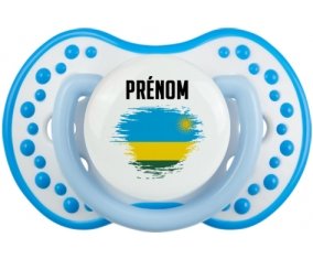 Drapeau effet pinceau Rwanda avec prénom Sucette LOVI Dynamic Blanc-bleu phosphorescente