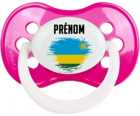 Drapeau effet pinceau Rwanda avec prénom Sucette Anatomique Rose foncé classique