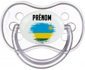 Drapeau effet pinceau Rwanda avec prénom Sucette Anatomique Transparente classique