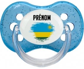 Drapeau effet pinceau Rwanda avec prénom : Tétine Cerise personnalisée