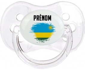 Drapeau effet pinceau Rwanda avec prénom Tétine Cerise Transparent classique