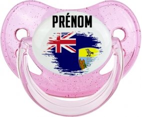 Drapeau effet pinceau Sainte-Hélène avec prénom Sucete Physiologique Rose à paillette