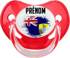 Drapeau effet pinceau Sainte-Hélène avec prénom Sucete Physiologique Rouge à paillette