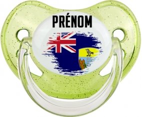 Drapeau effet pinceau Sainte-Hélène avec prénom Sucete Physiologique Vert à paillette