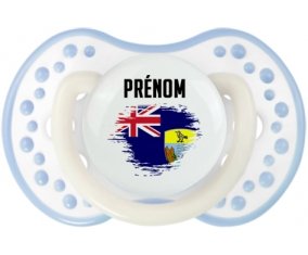 Drapeau effet pinceau Sainte-Hélène avec prénom Tétine LOVI Dynamic Blanc-cyan classique