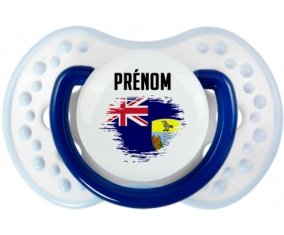 Drapeau effet pinceau Sainte-Hélène avec prénom Tétine LOVI Dynamic Marine-blanc-bleu classique