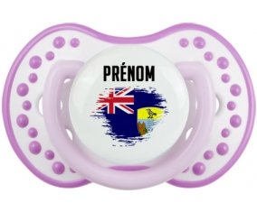 Drapeau effet pinceau Sainte-Hélène avec prénom Tétine LOVI Dynamic Blanc-mauve classique