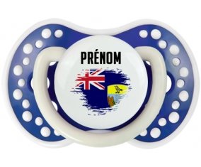 Drapeau effet pinceau Sainte-Hélène avec prénom Tétine LOVI Dynamic Bleu-marine phosphorescente
