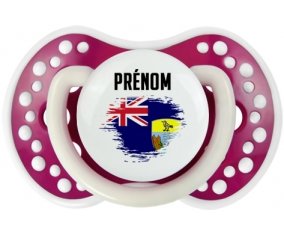 Drapeau effet pinceau Sainte-Hélène avec prénom Tétine LOVI Dynamic Fuchsia phosphorescente