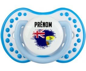 Drapeau effet pinceau Sainte-Hélène avec prénom Tétine LOVI Dynamic Blanc-bleu phosphorescente