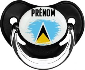 Drapeau effet pinceau Sainte-Lucie avec prénom Sucette Physiologique Noir classique
