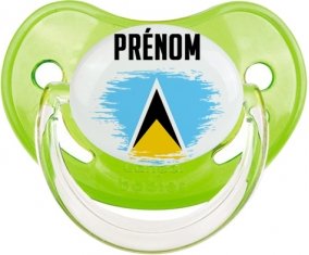 Drapeau effet pinceau Sainte-Lucie avec prénom Sucette Physiologique Vert classique