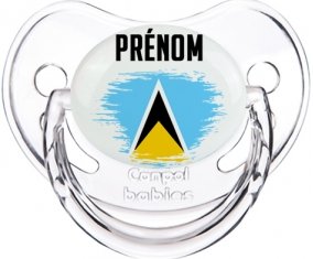 Drapeau effet pinceau Sainte-Lucie avec prénom Sucette Physiologique Transparent classique