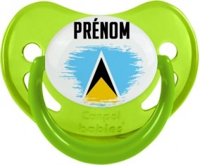 Drapeau effet pinceau Sainte-Lucie avec prénom Sucette Physiologique Vert phosphorescente