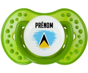 Drapeau effet pinceau Sainte-Lucie avec prénom Sucette LOVI Dynamic Vert classique