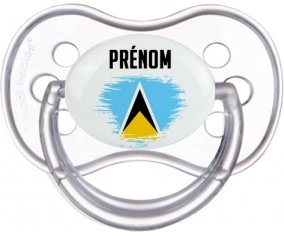 Drapeau effet pinceau Sainte-Lucie avec prénom Sucette Anatomique Transparente classique