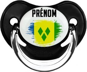Drapeau effet pinceau Saint-Vincent-et-les-Grenadines avec prénom Sucette Physiologique Noir classique