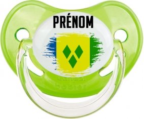 Drapeau effet pinceau Saint-Vincent-et-les-Grenadines avec prénom Sucette Physiologique Vert classique