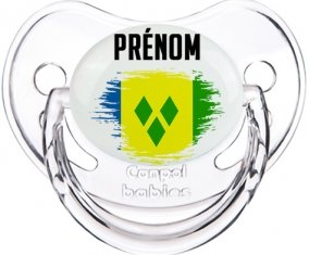 Drapeau effet pinceau Saint-Vincent-et-les-Grenadines avec prénom Sucette Physiologique Transparent classique