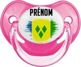 Drapeau effet pinceau Saint-Vincent-et-les-Grenadines avec prénom Sucette Physiologique Rose classique