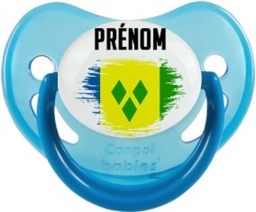 Drapeau effet pinceau Saint-Vincent-et-les-Grenadines avec prénom Sucette Physiologique Bleue phosphorescente