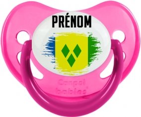 Drapeau effet pinceau Saint-Vincent-et-les-Grenadines avec prénom Sucette Physiologique Rose phosphorescente