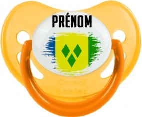 Drapeau effet pinceau Saint-Vincent-et-les-Grenadines avec prénom Sucette Physiologique Jaune phosphorescente