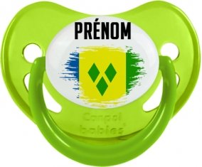 Drapeau effet pinceau Saint-Vincent-et-les-Grenadines avec prénom Sucette Physiologique Vert phosphorescente