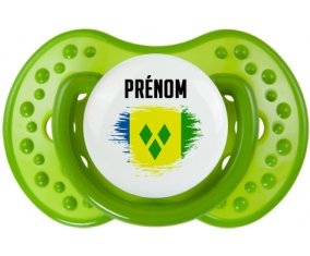Drapeau effet pinceau Saint-Vincent-et-les-Grenadines avec prénom : Sucette LOVI Dynamic personnalisée