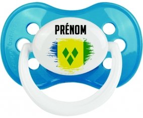 Drapeau effet pinceau Saint-Vincent-et-les-Grenadines avec prénom Tétine Anatomique Cyan classique