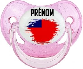 Drapeau effet pinceau Samoa avec prénom Sucette Physiologique Rose à paillette